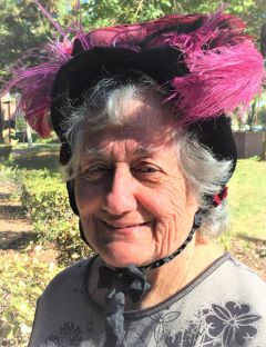 Barbara Alfidi with the first hat she ever acquired‒a black velvet hat. Photo provided by Cordova Community Council